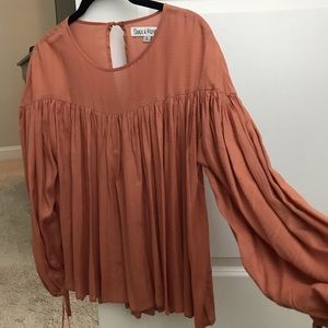Lulus peach color long sleeve shirt